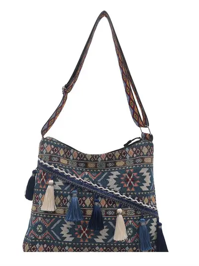 Ethnic Style Tassel Women's Bag, New Chinese Style Single-Shoulder Bag - 6