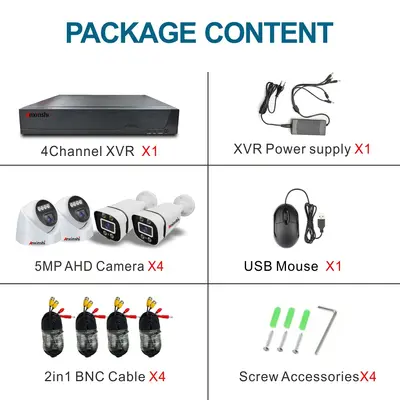 4-Channel AHD DVR System, Full Color Night Vision