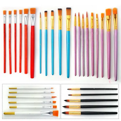 Grenzüberschreitender Großhandel Nylon Guasch Aquarellpinsel Ölmalpinsel Set roter Stab blauer Stab schwarzer Stab Acrylmalpinsel