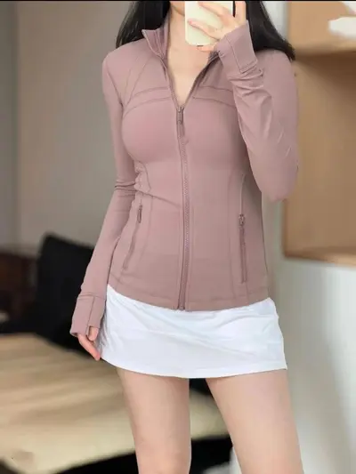 Define Jacket New Style Stand-Collar Yoga Wear for Women, Nylon-Spandex Double-Sided Brushed Zip-Up Jacket, Women's Athletic Top - 4