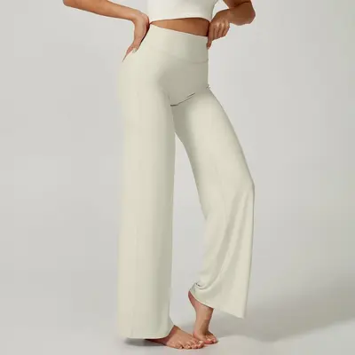 Damen-Outdoor-Freizeithose mit geradem Bein, weite Yogahose - 8