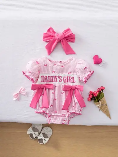 Kız bebek yaz tulumu seti, bandana ile birlikte