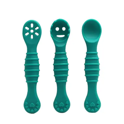 Baby Silicone Teething Spoon, Double-Head Soft, for Baby Food - 8