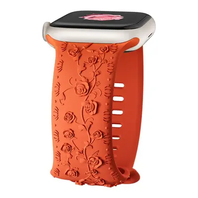 Embossed Silicone Strap for Apple Watch S9, 40/44mm and 45/41mm, Rose Color - 13