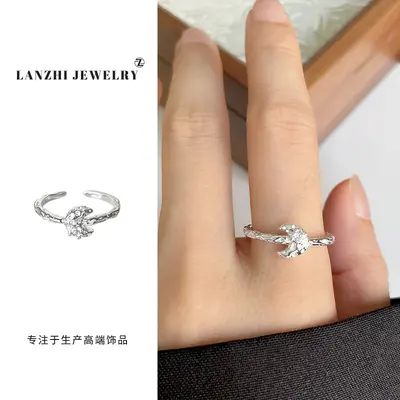 Lanzhi koreanische Schmuckringe Tiktok-Hit für Frauen minimalistisches Design Luxus Mode offener 925er Silberring - 7