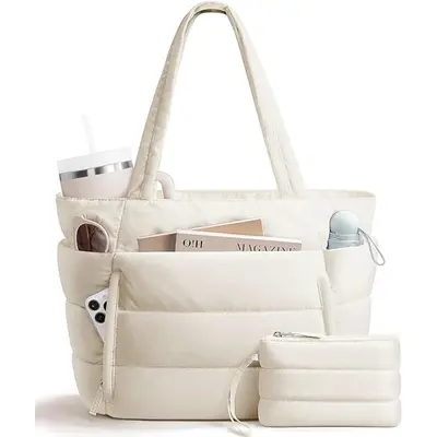 Large-Capacity Women's Tote Bag with Laptop Compartment - 8