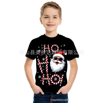 Kinder-T-Shirt mit Weihnachtsmotiv, Kurzarm