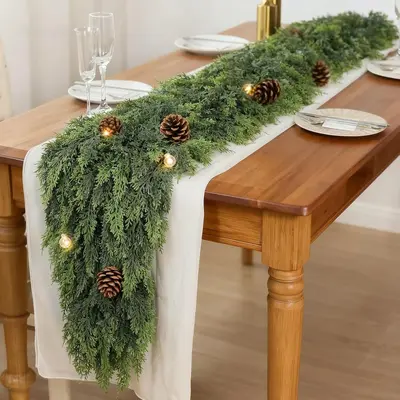 Norfolk Çamı Çelenk, Yapay Rattan Noel Dekorasyon Çelengi