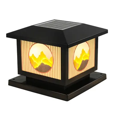 Outdoor wall lamp, house door, landscape garden fence, LED new chinoiserie retro courtyard solar column lamp