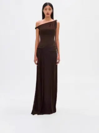 Women's Autumn Winter Dress, Off-Shoulder Asymmetric Pleated Sexy Dress