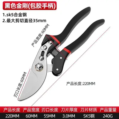 Raspberry Color SK5 Pruning Shears, for Fruit and Flower Branches - 10