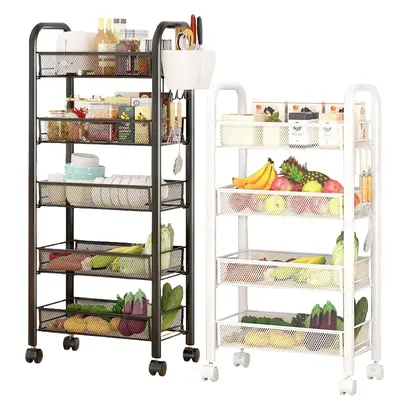 Haushaltsspeicherregal Küche Wohnzimmer Badezimmer Verschiedene Gegenstände Speicherregal mit Beinen mehrschichtig mobil mit Rollen Obst- und Gemüseregal - 6