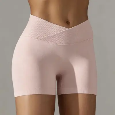 Peach butt capri leggings, mid-waist, crossover waist yoga shorts