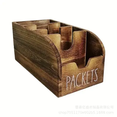 Wooden Divided Spice and Tea Bag Storage Box - 8