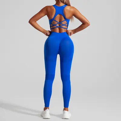 Seamless Open-Back Yoga Set with Sports Bra and High-Waist Leggings - 12