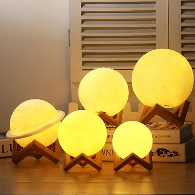 3D ay lambası el boyaması DIY yıldızlı gökyüzü lambası ay lambası LED yatak odası başucu atmosfer gece lambası stüdyo boyalı lamba