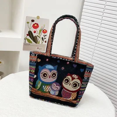 Damen-Einkaufstasche groß, bestickt, tägliche Stofftasche - 13