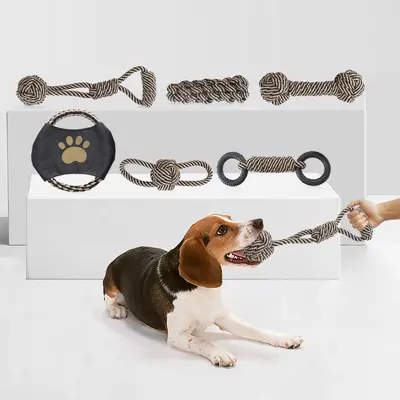 Interactive Woven Cotton Rope Dog Toy, Durable, Chew and Dental Cleaning - 1