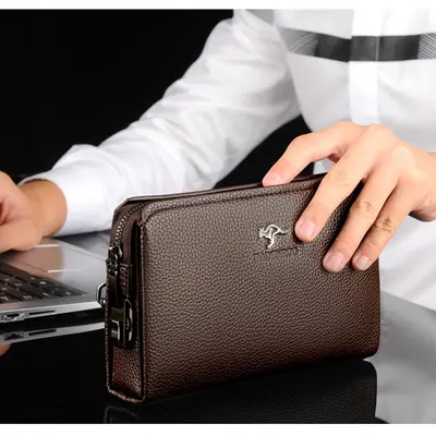 Men's Clutch Bag, Large Capacity, Combination Lock, Removable Wrist Strap