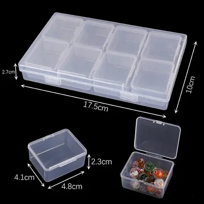 Transparent Portable Rectangular Plastic Storage Box Set for DIY Jewelry and Nail Art - 10