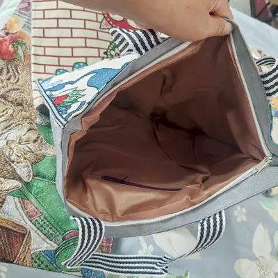 Korean-Style Student Handbag, Cartoon Print Canvas Bag, Large Capacity - 5