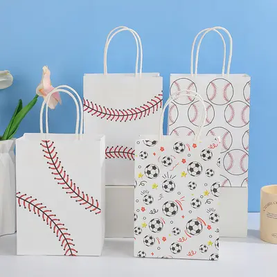 Cartoon Baseball Print Kraft Paper Gift Bag for Kids
