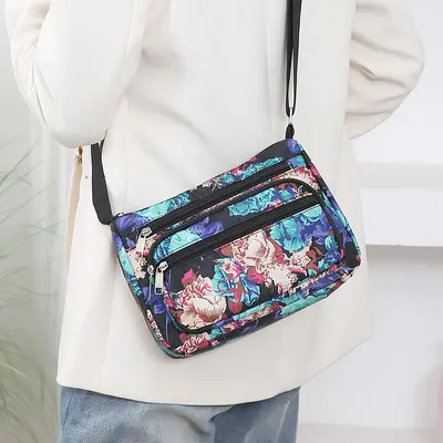 Middle-Aged Women's Oxford Fabric Crossbody Bag, Lightweight, Multi-Layer - 5