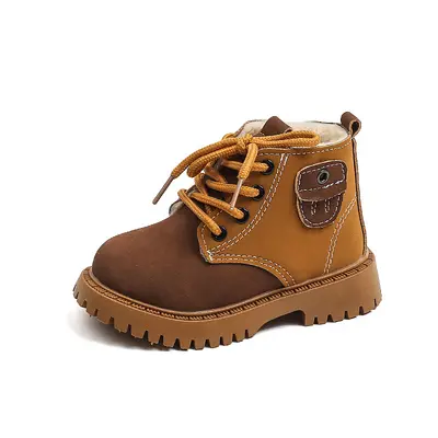 Kids' Winter Fleece-Lined Martin Boots, Non-Slip Sole, Boys and Girls