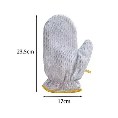 Stainless steel wire waterproof kitchen dishwashing brush pot silver wire decontamination artifact non-damaging to coating hand protection heat insulation gloves extended version - 5