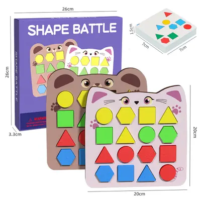 Wooden Shape and Color Matching Battle Blocks for Toddlers, Early Education - 7