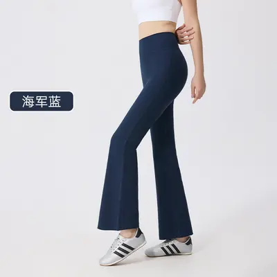 Women's yoga pants, high waist, fitted, wide leg, autumn-winter - 9