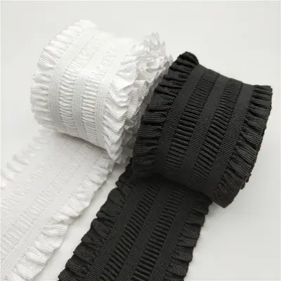 Bel lastiği, fırfırlı kenarlı, dantel desenlі, pileli