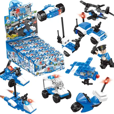 Children's Building Block Car Set, Fire Engine and Police Car - 9