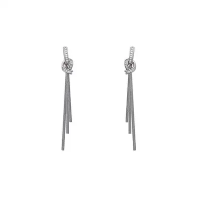 S925 Sterlingsilber lange Ohrstecker mit Schnurknotequaste
