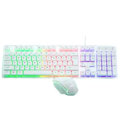 AOC KM100 Kablolu USB Işıklı Klavye ve Fare Seti