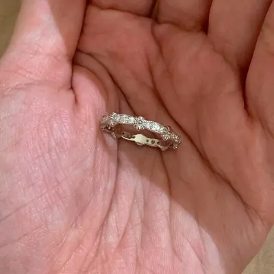 Lace iris rhinestone ring, adjustable, silver tone - 4