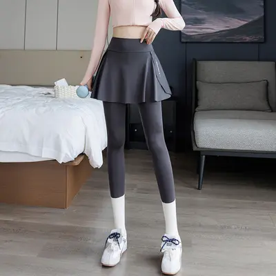 Damen-Sporthose in Scheinzwei-Optik, elastisch, mit Fleecefutter - 8
