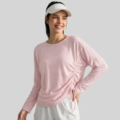 Women's Side-Drawstring Long-Sleeve Yoga Top - 8