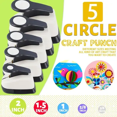 5 Round Hole Punches for Paper Crafts, Different Sizes - 3