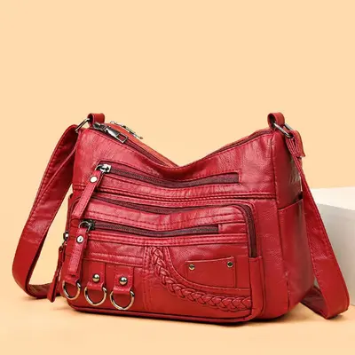 Washable Leather Single-Shoulder Crossbody Bag for Middle-Aged Women - 9