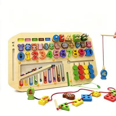 Montessori Wooden Children's Early Education Educational Toy Teaching Aid Ball Maze Smart Board Busy Board for Babies Girls Gift