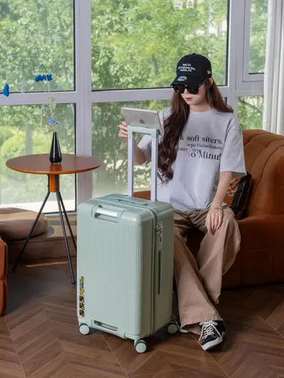 Large Capacity Hard Shell Trolley Suitcase with Combination Lock - 3