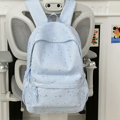 Women's Star Print Backpack, Large Capacity, School and Travel - 11