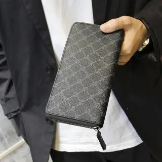 Men's Plaid Long Wallet with Card Slots - 10