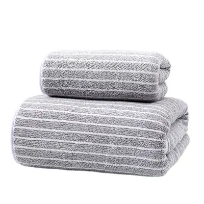 High-density coral fleece wide stripe bath towel, printed absorbent towel, thickened large bath towel, export towel, Temu.