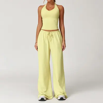 Women's Yoga Set, Quick-Dry Open-Back Tank and Leggings, Model 3058 - 10