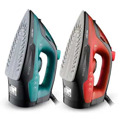 Portable electric steam iron with handheld hanging feature