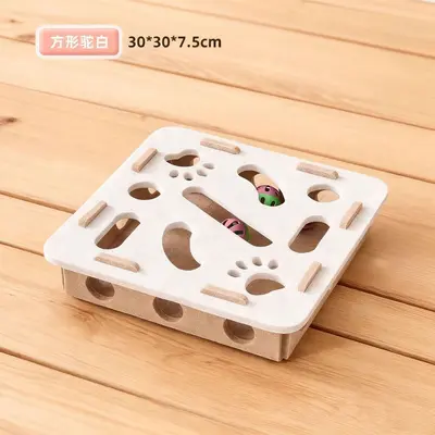 Игрушка для котят и кошек, для самостоятельной игры, гаджет против скуки, развивающий лабиринт, войлочная коробка с отверстиями для лапок, кошачий мячик с колокольчиком-дразнилкой. - 7