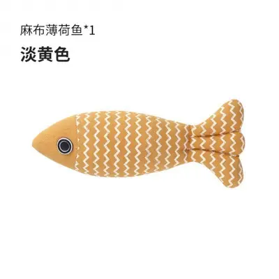 Catnip Linen Fish Plush Cat Toy, Self-Play Interactive - 11