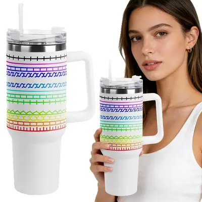 Gizli Yazılı Buz Kupası 40 oz Paslanmaz Çelik Termos Bardak, Saplı ve Pipetli